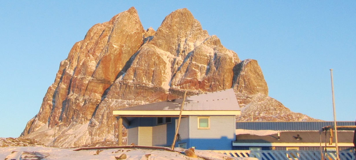 Uummannaq Mountain and The Children's Home on the 5th of Febrary 2012