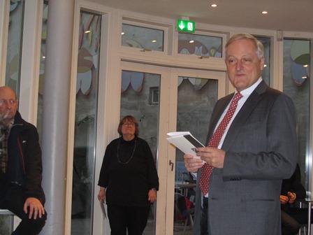 The Swiss Ambassador Deniz Feldmeyer. Behind director of the house Inger Bruun